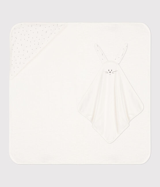 Carré de bain et doudou en coton blanc MARSHMALLOW/gris GRIS