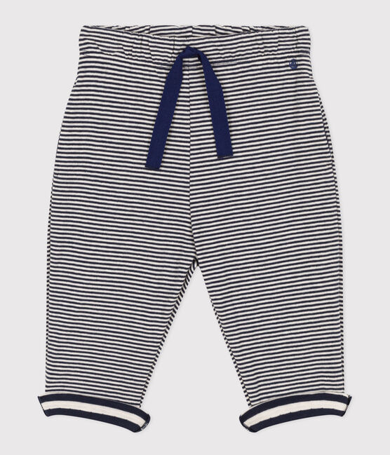 Pantalon en tubique rayé milleraies bébé bleu SMOKING/ AVALANCHE