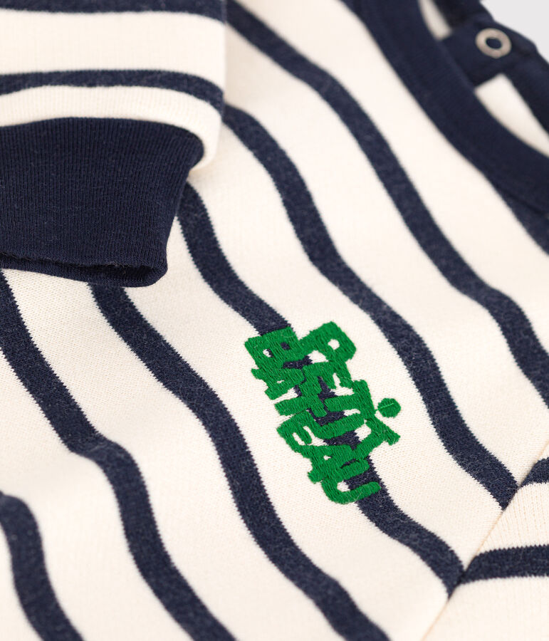 Combinaison longue en molleton b&eacute;b&eacute; blanc AVALANCHE/bleu SMOKING