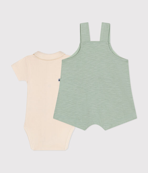 Ensemble salopette en jersey flamm&eacute; b&eacute;b&eacute; vert