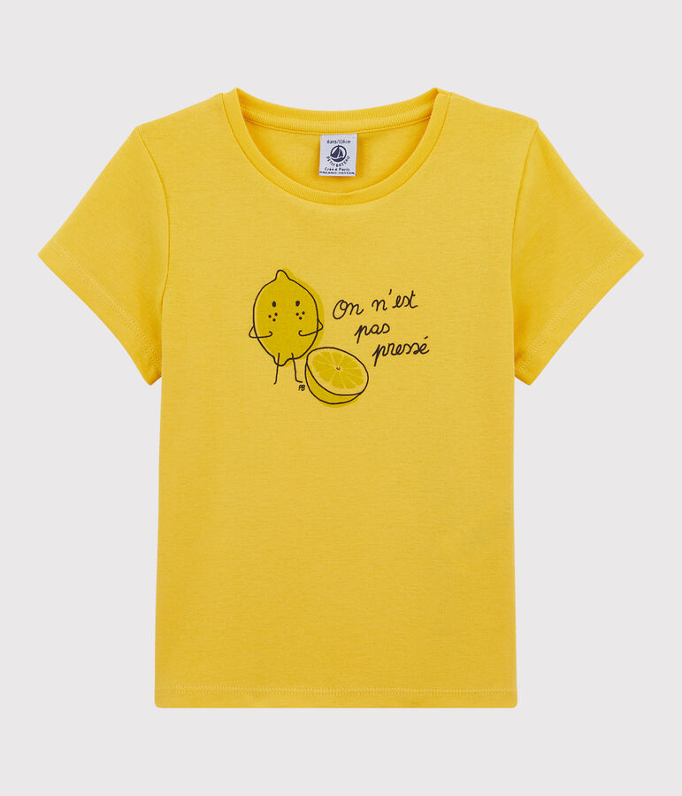 T-shirt manches courtes en coton enfant fille jaune