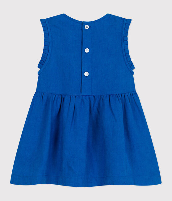 Robe bébé en lin sans manches bleu PORCELANA