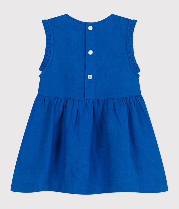 Robe b&eacute;b&eacute; en lin sans manches bleu