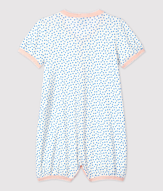 Combicourt bébé imprimé pois en coton biologique blanc MARSHMALLOW/bleu BRASIER
