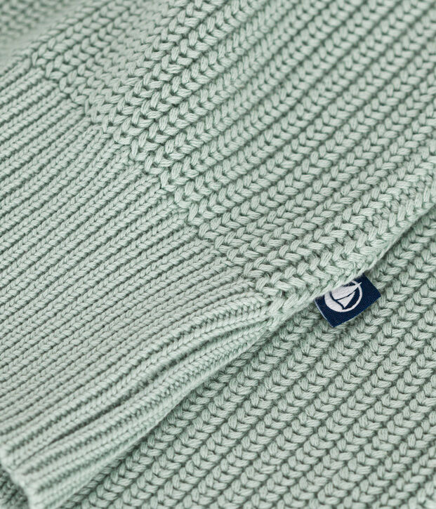 Pull en c&ocirc;te anglaise en coton Femme vert