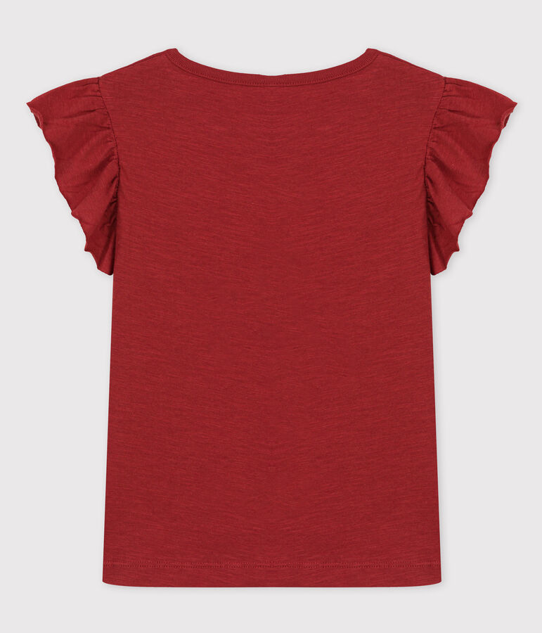 T-shirt manches courtes en coton enfant fille marron OMBRIE