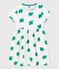 Robe manches courtes en molleton enfant fille blanc MARSHMALLOW/vert GAZON