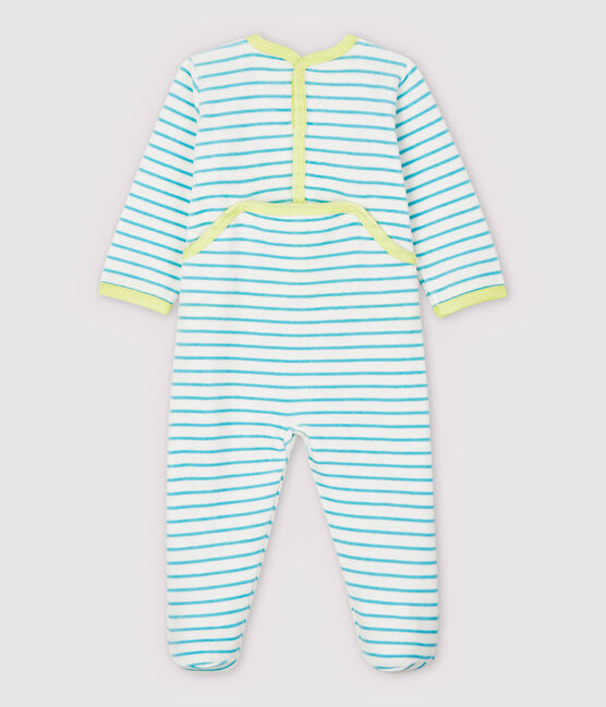 Dors-bien à rayures bleues bébé en velours blanc MARSHMALLOW/bleu TIKI