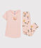 Pyjama manches courtes fleur petite fille en coton rose SALINE/blanc MULTICO