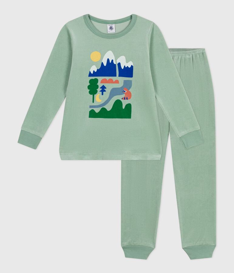 Pyjama enfant en velours vert SAULE