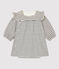 Robe rayée bébé fille en coton biologique blanc MARSHMALLOW/bleu SMOKING
