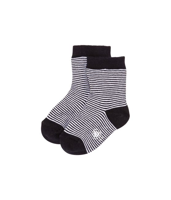 Chaussettes bébé garçon en milleraies bleu ABYSSE/beige COQUILLE