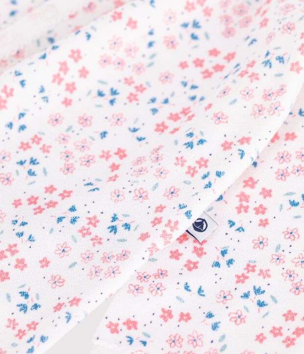 Pyjama b&eacute;b&eacute; en velours imprim&eacute; fleuri blanc/multicouleur
