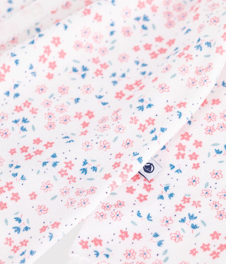 Pyjama b&eacute;b&eacute; en velours imprim&eacute; fleuri blanc MARSHMALLOW/blanc MULTICO