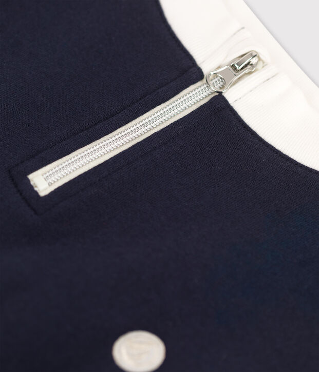 Robe manches longues en molleton enfant fille bleu marine