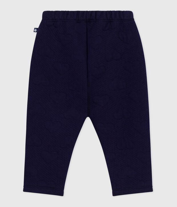 Pantalon b&eacute;b&eacute; en coton &eacute;pais &agrave; motifs c&oelig;urs bleu marine