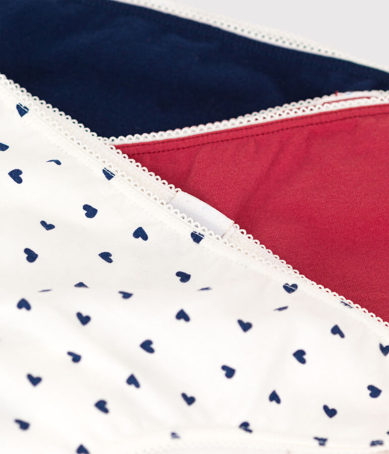 Lot de 3 culottes c&oelig;ur fille en coton et &eacute;lasthanne multicouleur