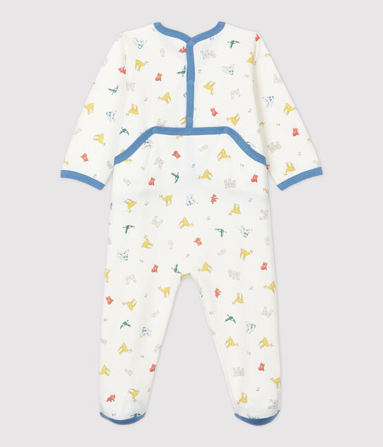 Dors-bien bébé imprimé animaux colorés molleton en coton biologique blanc MARSHMALLOW/blanc MULTICO