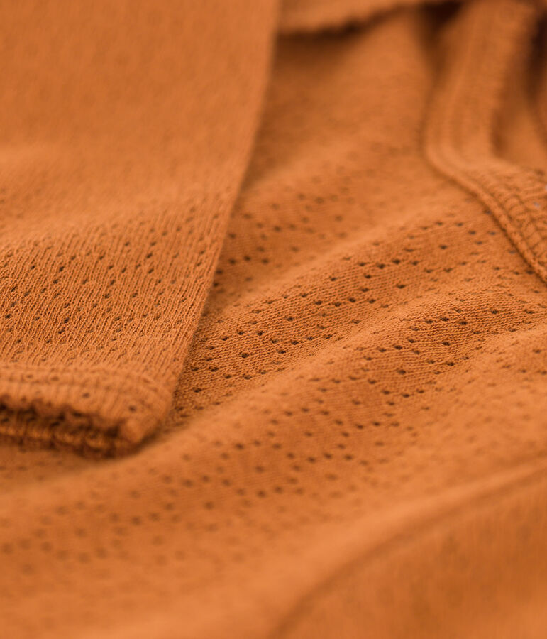 Body manches longues b&eacute;b&eacute; en maille ajour&eacute;e marron ECUREUIL