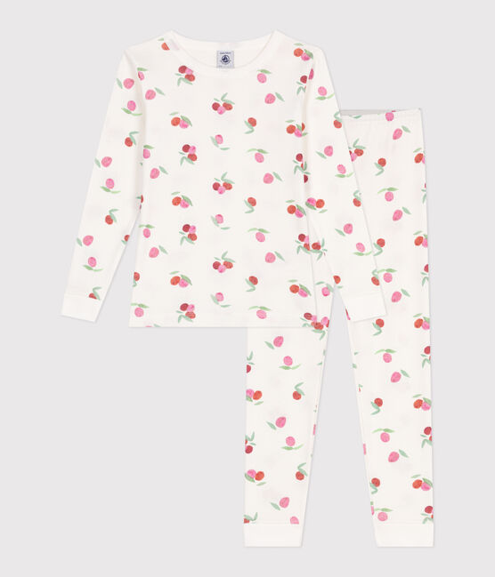 Pyjama très ajusté enfant en coton imprimé MARSHMALLOW/ PEONIA/ MULTICO