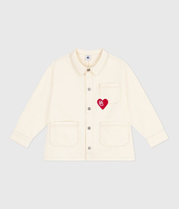 Veste en jean enfant uni blanc cass&eacute;