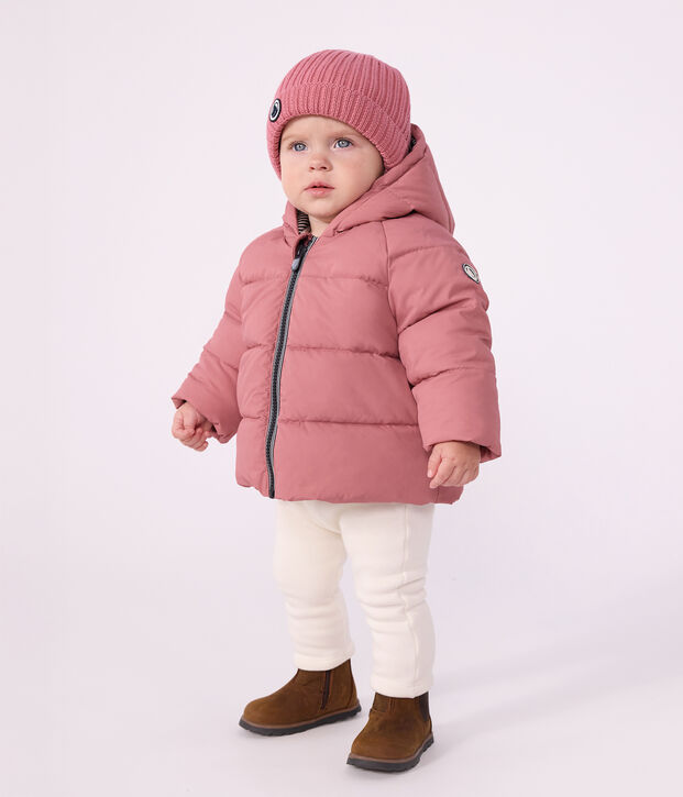 Doudoune b&eacute;b&eacute; en polyester uni rose