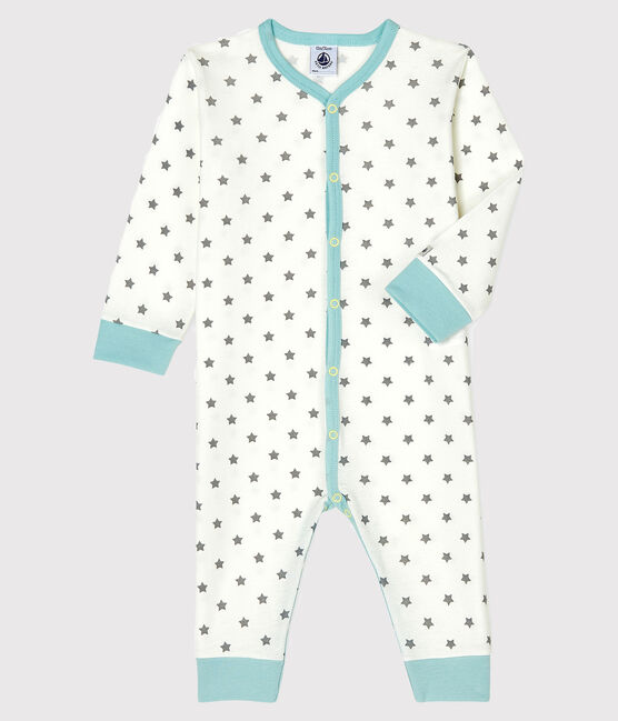 Dors bien sans pieds bébé garçon en côte blanc MARSHMALLOW/gris GRIS