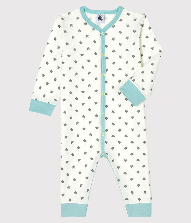 Dors bien sans pieds b&eacute;b&eacute; gar&ccedil;on en c&ocirc;te blanc/gris
