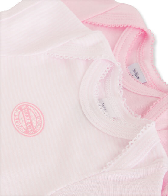 Lot de 2 bodies manches courtes bébé fille uni/milleraies lot .