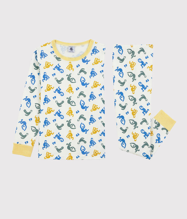 Pyjama singes phosphorescents petit gar&ccedil;on en coton blanc/multicouleur