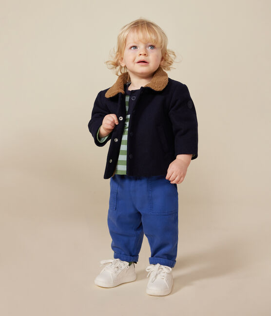 Veste en drap de laine bébé bleu SMOKING