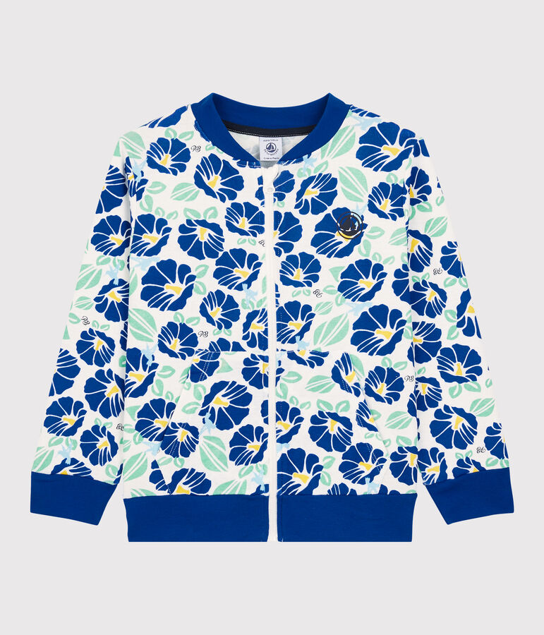 Cardigan en coton enfant gar&ccedil;on blanc/multicouleur