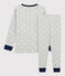 Pyjama imprimé étoiles petit garçon en coton gris BELUGA/blanc MARSHMALLOW