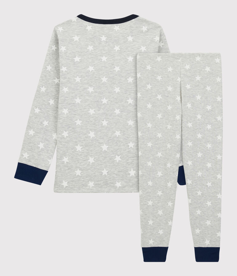 Pyjama imprim&eacute; &eacute;toiles petit gar&ccedil;on en coton gris BELUGA/blanc MARSHMALLOW