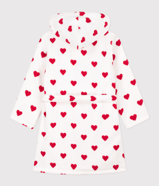 Peignoir cœur en éponge enfant blanc MARSHMALLOW/rouge TERKUIT