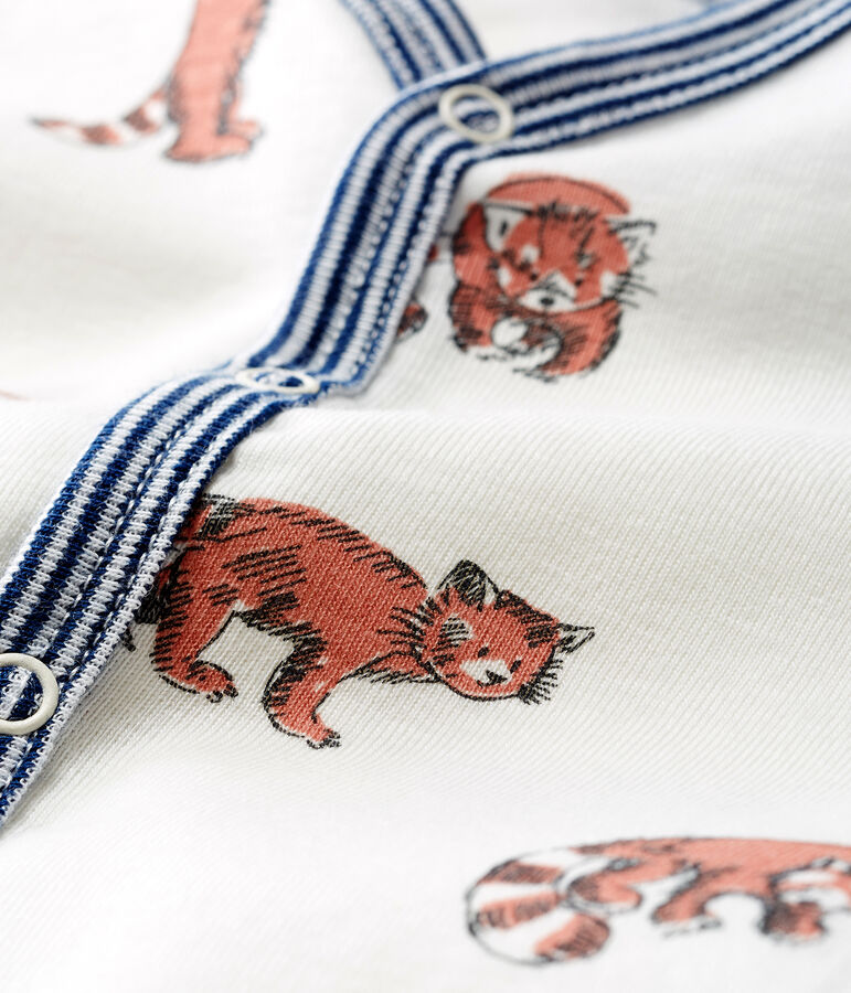 Dors bien sans pieds b&eacute;b&eacute; ouatin&eacute; en coton blanc/multicouleur