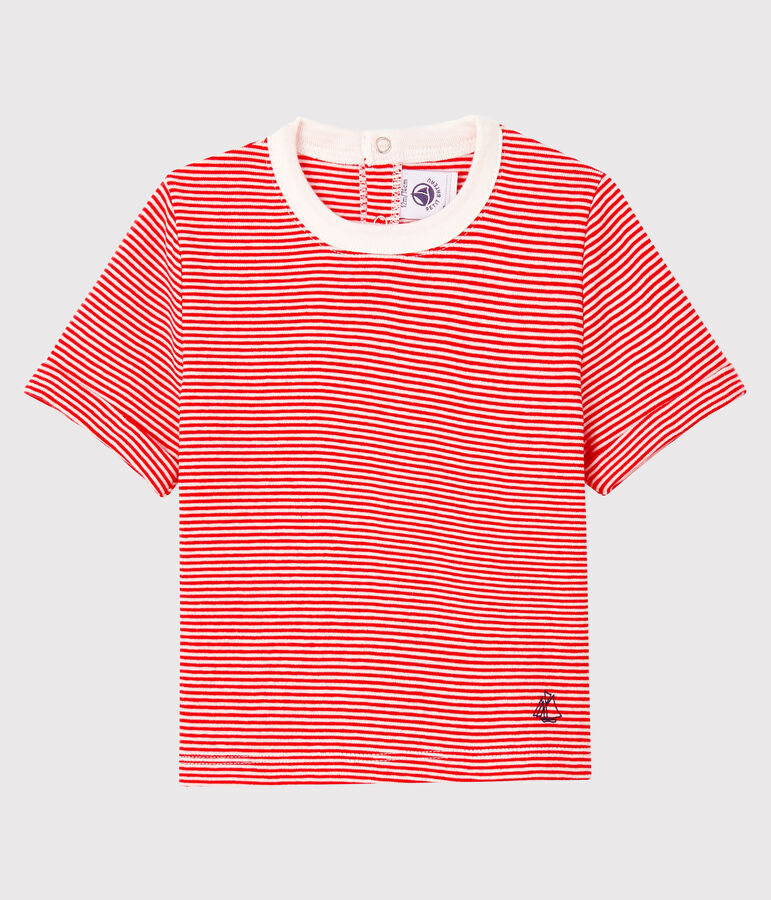 Tee shirt b&eacute;b&eacute; gar&ccedil;on milleraie rouge/blanc