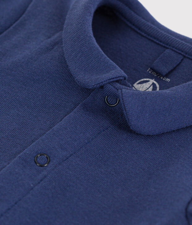 Body manches courtes &agrave; col en coton b&eacute;b&eacute; bleu