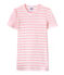 T-shirt femme en côte originale rayée rose BABYLONE/blanc MARSHMALLOW