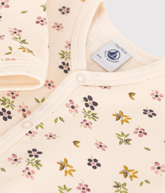 Pyjama en molleton gratté imprimé fleurs bébé blanc AVALANCHE/ MULTICO