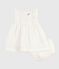 Robe bébé en coton sans manche unie et brodée avec son bloomer blanc ECUME