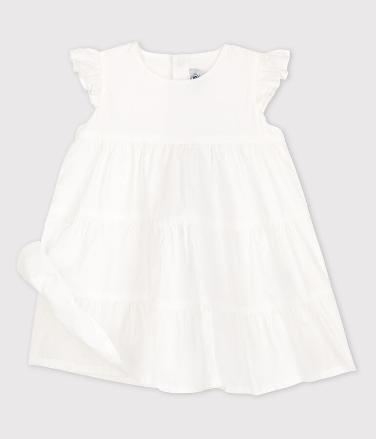 Robe sans manches b&eacute;b&eacute; en popeline blanc ECUME