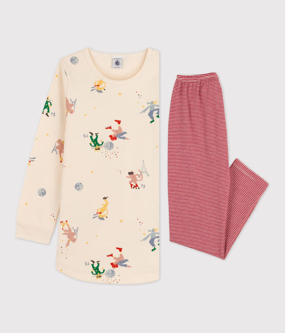 Chemise de nuit phosphorescente petite fille en molleton et en coton blanc AVALANCHE/ MULTICO