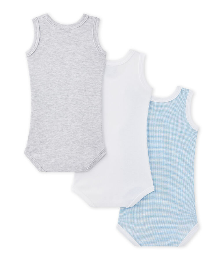 Lot de 3 bodies b&eacute;b&eacute; gar&ccedil;on sans manches blanc