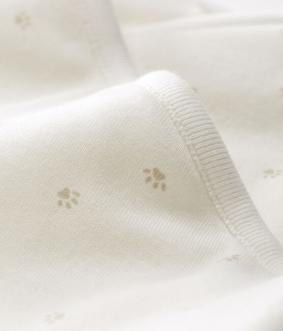 Combinaison longue bébé en côte ouatinée blanc MARSHMALLOW/gris SOURICEAU CN