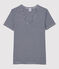 Tee-shirt L'ICONIQUE col V en coton bio Femme bleu SMOKING/blanc MARSHMALLOW