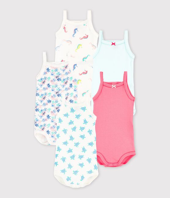 Lot de 5 bodies à bretelles fonds marins bébé fille variante 1