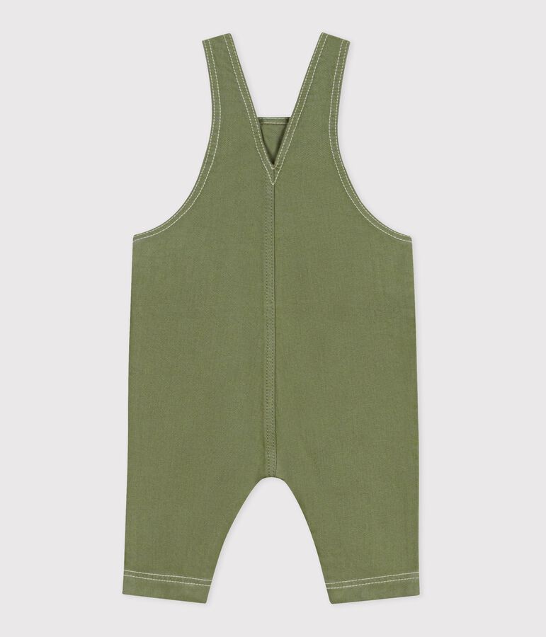 Salopette longue b&eacute;b&eacute; en denim color&eacute; vert OLIVINE