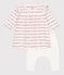 Robe legging jacquard bébé en coton blanc MARSHMALLOW/rouge TERKUIT