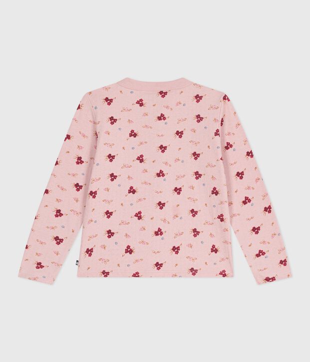 Cardigan enfant en coton imprim&eacute; rose/multicouleur